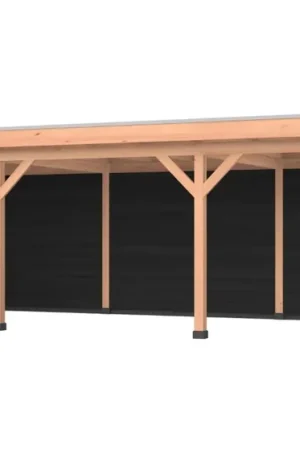 Beperkte Voorraad Douglas overkapping, 900 x 350, met zwarte achterwand en zijwand, Westwood Comfort